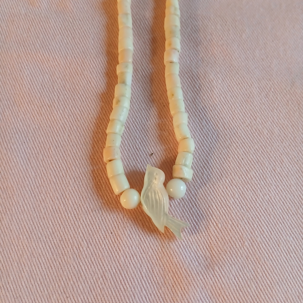 Vintage Cream Stone Dove Necklace